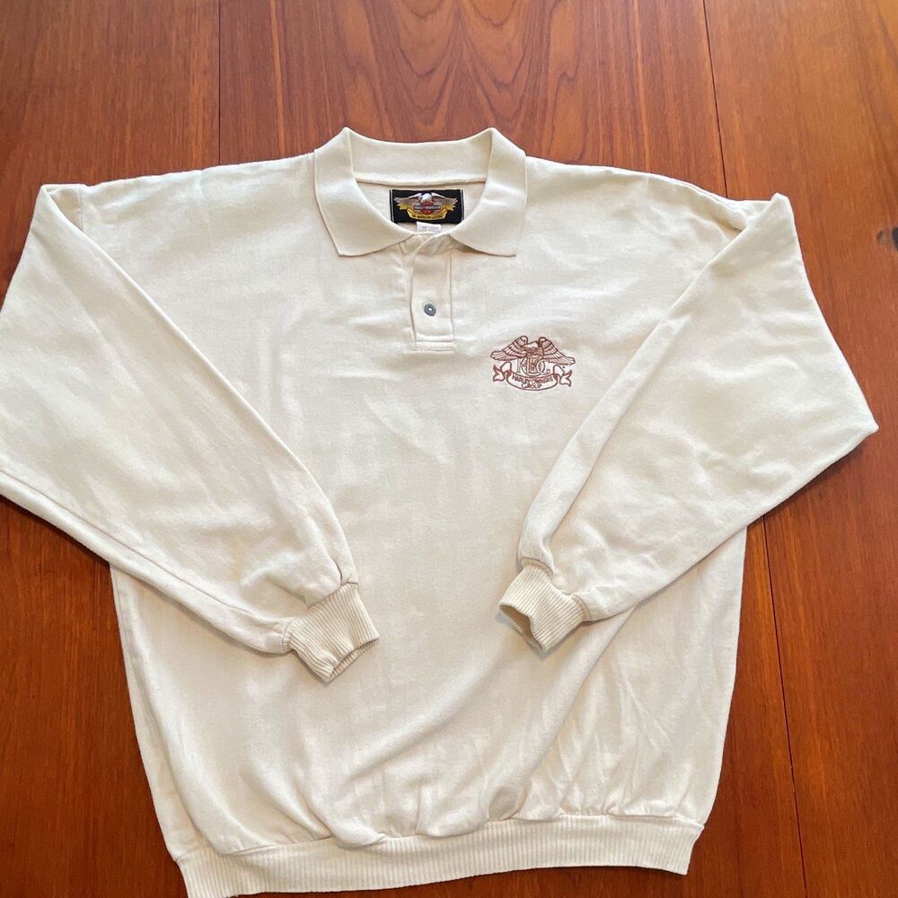 Harley Davidson Owner’s Group 90s Cotton Polo Long Sleeve Sweatshirt Shirt XL